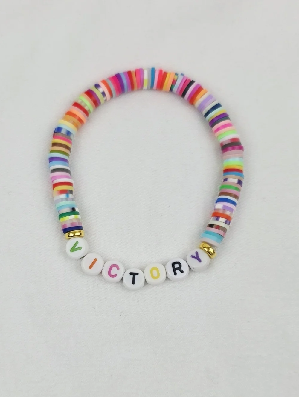 Handmade Clay Bead Multi Color Victory Bracelet
